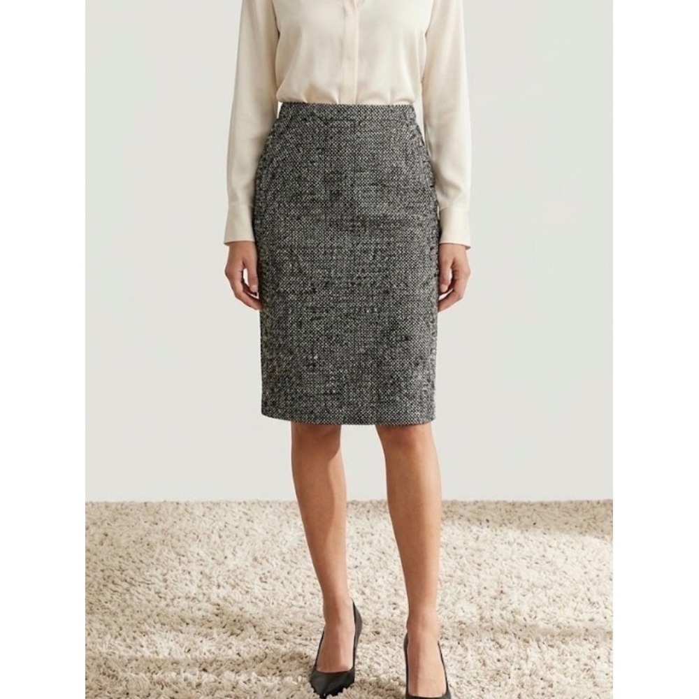 Michael‎ Kors Black White Tweed Wool Blend Pencil Skirt Size 6